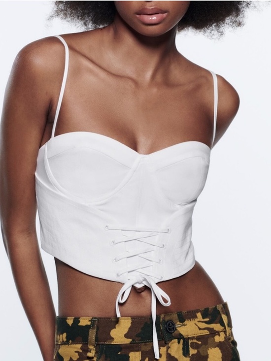 Zara Tops - Zara Lace-Up Bustier Crop Top